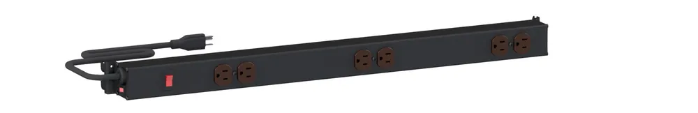 Treston M30 30" Upright-Mounted Adjustable 20-Amp Black Aluminum Power Rail with 6 Outlets