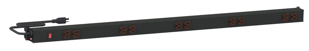 Treston M48 48" Upright-Mounted Adjustable 20-Amp Black Aluminum Power Rail with 10 Outlets