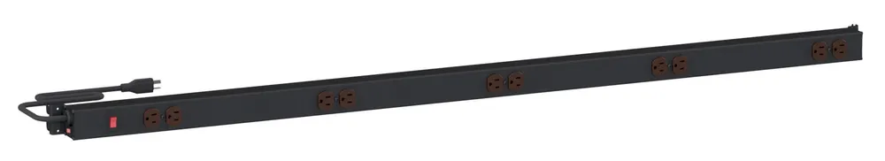 Treston M60 60" Upright-Mounted Adjustable 20-Amp Black Aluminum Power Rail with 10 Outlets
