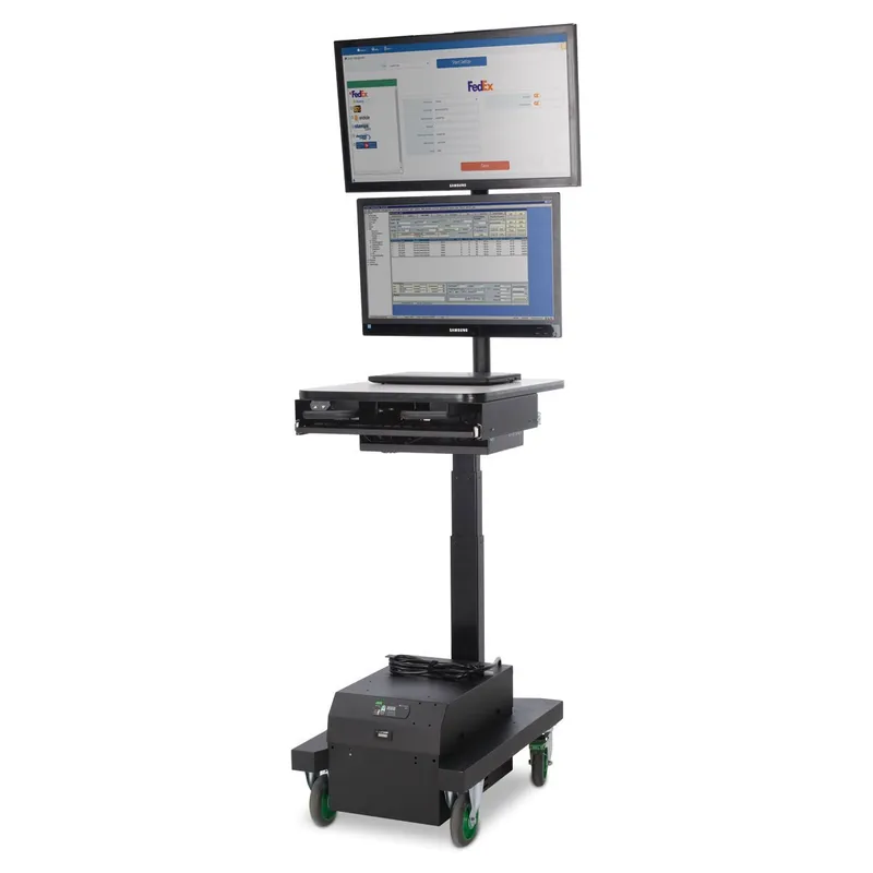 Newcastle Systems Apex Series Compact Electric Height-Adjustable Ergonomic Mobile Powered Workstation with Power Package, 24.75" x 19"