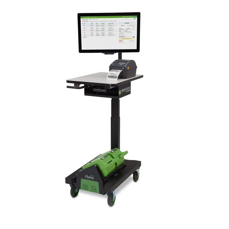 Newcastle Systems Apex Series Compact Electric Height-Adjustable Ergonomic Mobile Powered Workstation with Nucleus® Power Swap System, 24.75" x 19"
