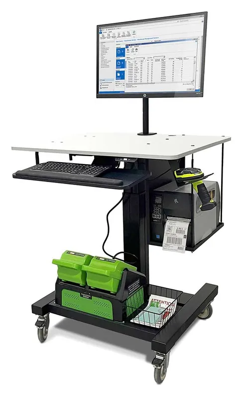 Newcastle Systems Apex Series Heavy-Duty Electric Height-Adjustable Ergonomic Mobile Powered Workstation for Nucleus® Power Swap System, 36" x 30"
