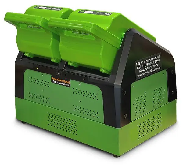 Newcastle Systems PWD2C-H-TSW PowerSwap Nucleus® Classic 2-Bay PowerDock Hybrid Station with Integrated Charger
