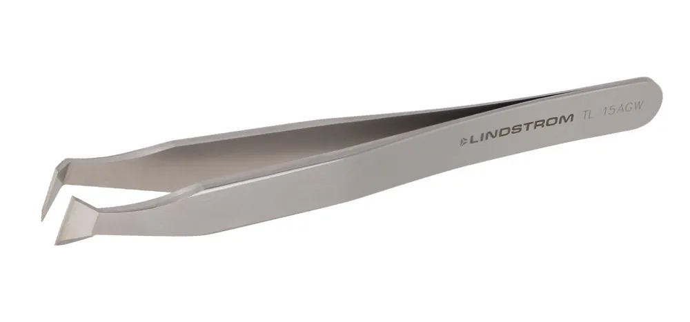Lindstrom 15AGW Swiss-Made Carbon Steel Cutting Tweezer with Predominantly Angled Blade Tips, 4.53" OAL