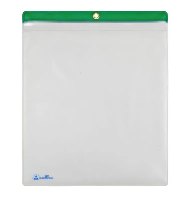 Menda 34456 Dissipative ESD-Safe Shop Traveler with Zip Top & Green Header, 10" x 12" (Pack of 10)