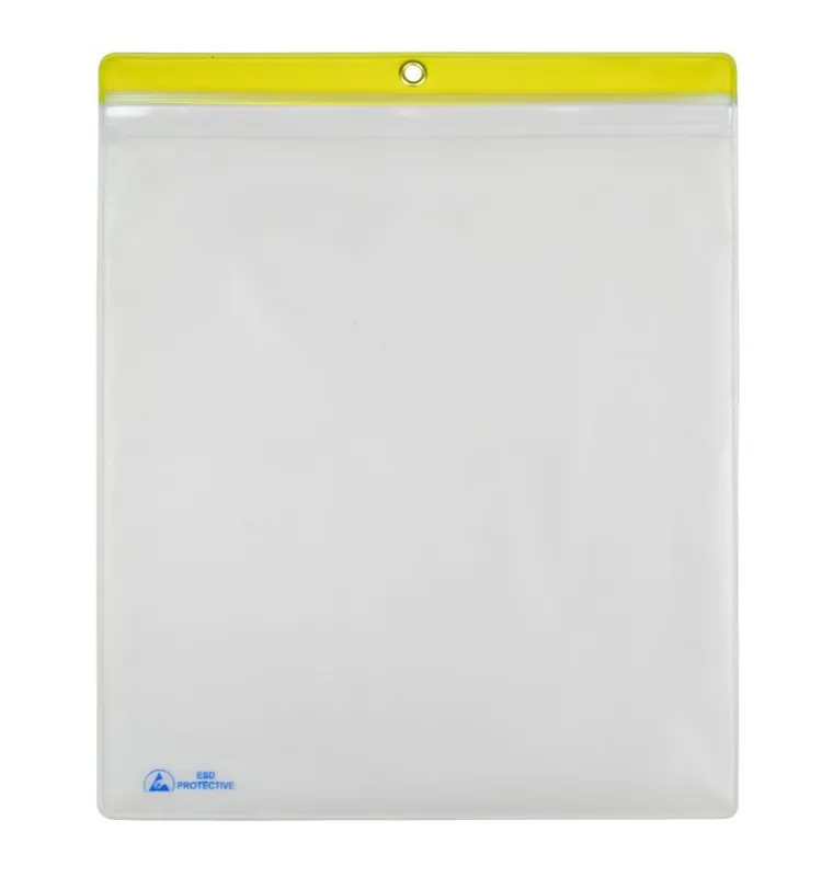 Menda 34457 Dissipative ESD-Safe Shop Traveler with Zip Top & Yellow Header, 10" x 12" (Pack of 10)
