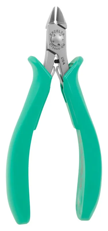 Excelta C7245X-GM ★★★★★ ESD-Safe Medium Tapered Head Lazer-Flush Carbon Steel Hard Wire Cutter with Tungsten Carbide Inserts & Molded Grip Handles, 4.75" OAL