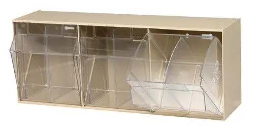 Quantum Tip Out Bins with (3) Clear Compartments, 23.63" x 7.75" x 9.5"