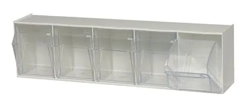 Quantum Tip Out Bins with (5) Clear Compartments, 23.63" x 5.25" x 6.5"