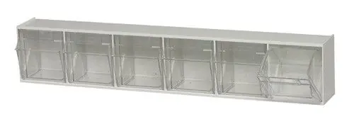 Quantum Tip Out Bins with (6) Clear Compartments, 23.63" x 3.63" x 4.5"
