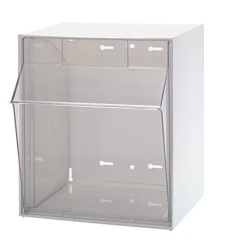 Quantum Tip Out Bins with (1) Clear Compartment, 11.81" x 11.75" x 13.88"