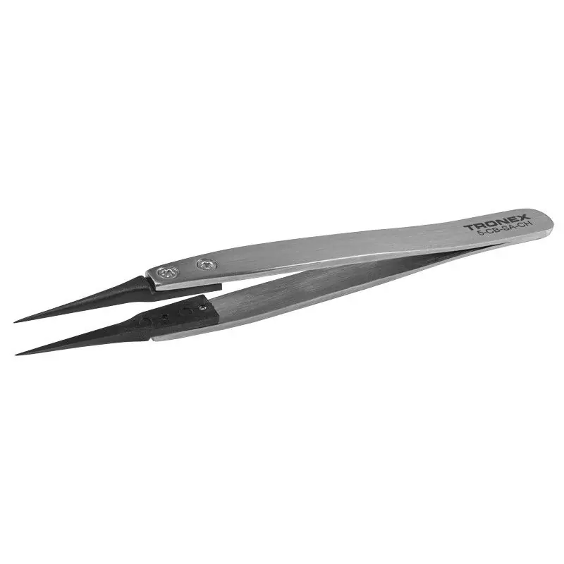 Tronex 5-CB-SA-CH Precision Stainless Steel Tweezer with Replaceable Very Fine, Extra Tapered Carbon Fiber Tips