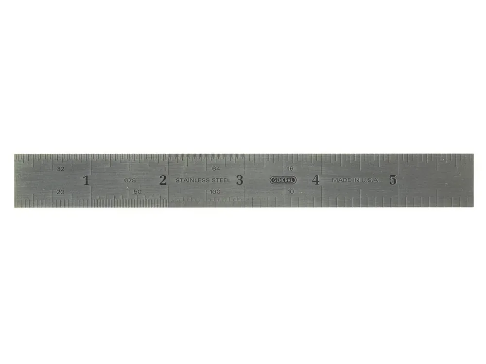 General Tools & Instruments 678MED Precision 6"/150mm Rigid Steel Ruler with 4R Graduations