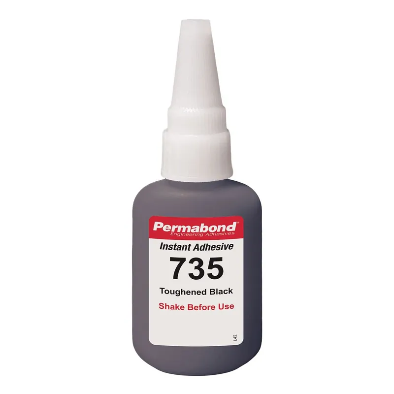 Permabond 735 Toughened with High Peel, Impact and Shear Strength Cyanoacrylate Adhesive, Black