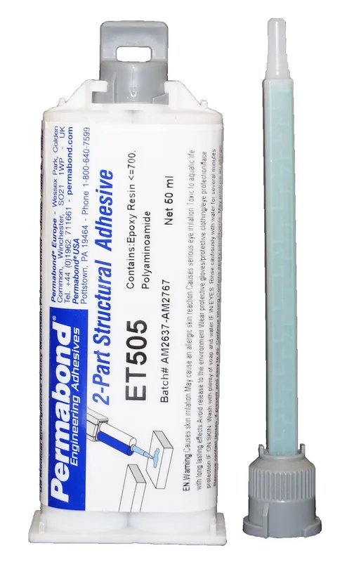 Permabond ET505 Toughened Multipurpose Two-Part Epoxy, Clear/Amber