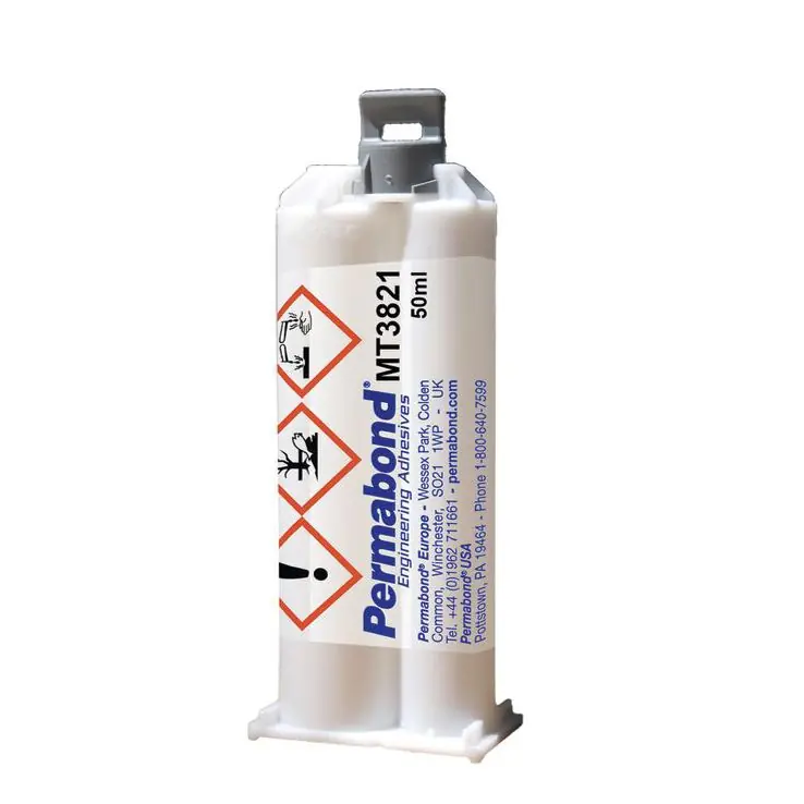 Permabond MT3821 2 1 Thixotropic Modified Two-Part Epoxy with >40 min. Pot Life, Black, 50ml Cartridge (Case of 25)