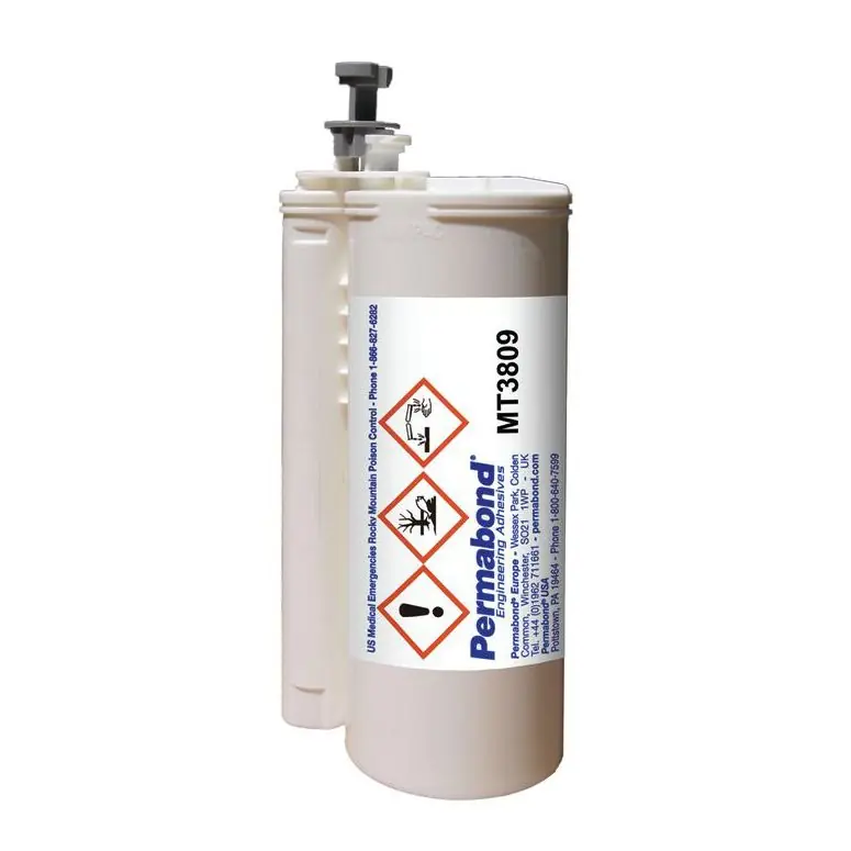 Permabond MT3809 10 1 Self-Leveling Modified Two-Part Epoxy with >60 min. Pot Life, Black, 490ml Cartridge (Case of 6)