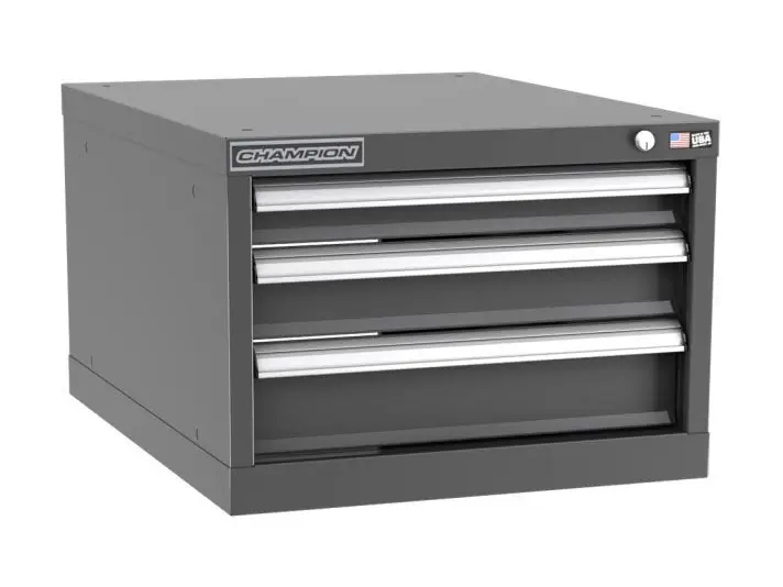 Champion Tool Storage Narrow Width Stackable Cabinet with 34 Compartments & 3 Drawers, 28.5" x 22.12" x 15.75"