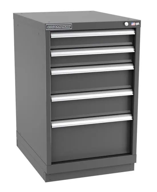 Champion Tool Storage Narrow Width Bench Height Cabinet with 42 Compartments & 5 Drawers, 28.5" x 22.12" x 35.88"