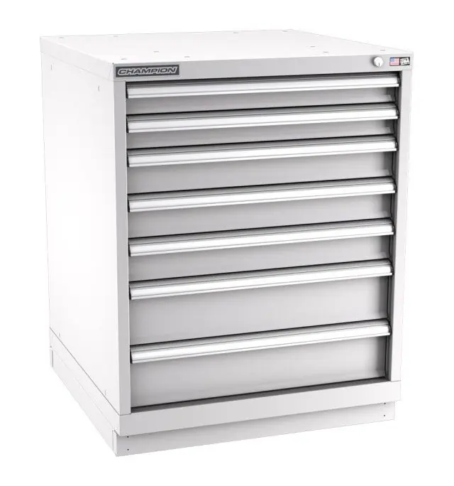 Champion Tool Storage Standard Width Bench Height Cabinet with 114 Compartments & 7 Drawers, 28.5" x 28.25" x 35.88"