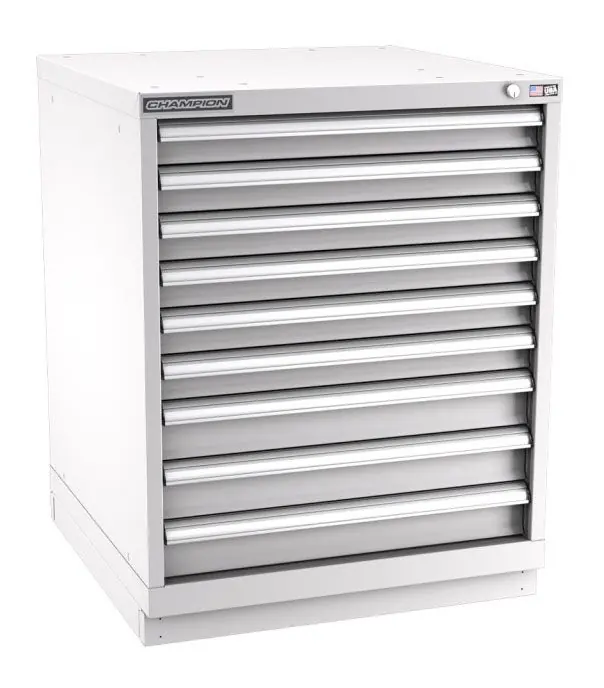 Champion Tool Storage Standard Width Bench Height Cabinet with 161 Compartments & 9 Drawers, 28.5" x 28.25" x 35.88"