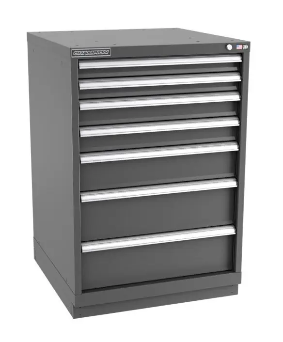 Champion Tool Storage Standard Width Counter Height Cabinet with 120 Compartments & 7 Drawers, 28.5" x 28.25" x 41.75"