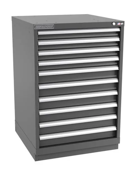 Champion Tool Storage Standard Width Counter Height Cabinet with 210 Compartments & 10 Drawers, 28.5" x 28.25" x 41.75"
