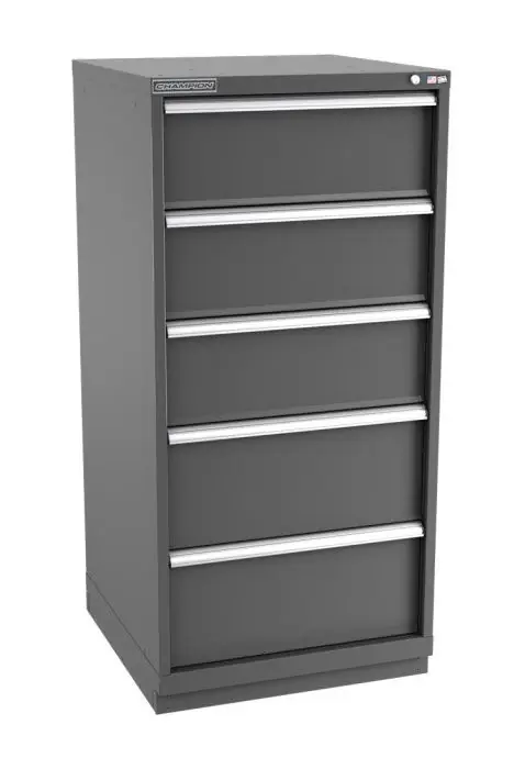 Champion Tool Storage Standard Width Eye Level Height Cabinet with 20 Compartments & 5 Drawers, 28.5" x 28.25" x 59.5"