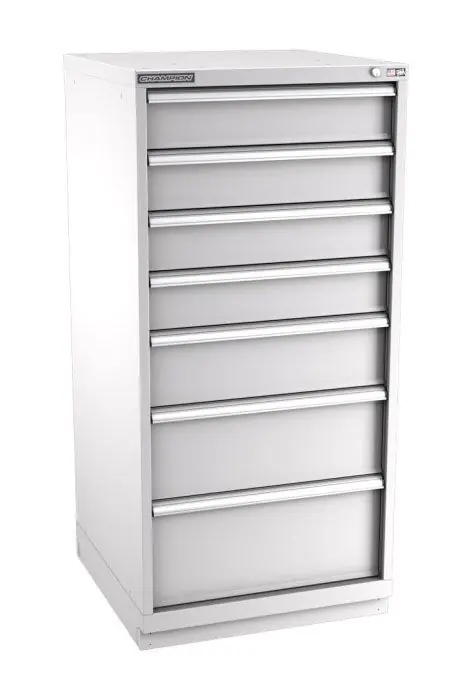 Champion Tool Storage Standard Width Eye Level Height Cabinet with 59 Compartments & 7 Drawers, 28.5" x 28.25" x 59.5"