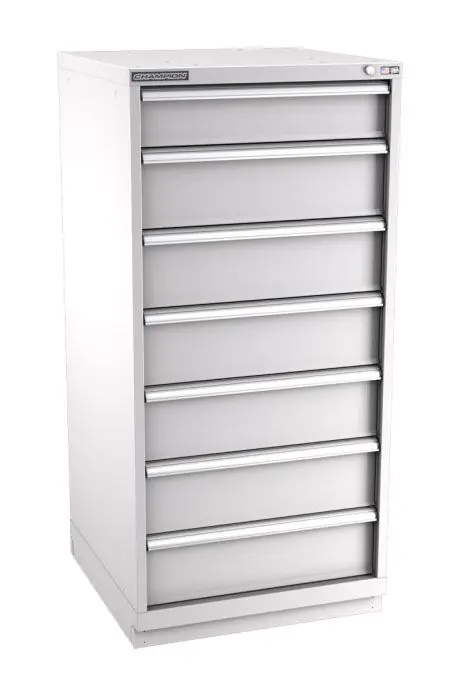 Champion Tool Storage Standard Width Eye Level Height Cabinet with 67 Compartments & 7 Drawers, 28.5" x 28.25" x 59.5"