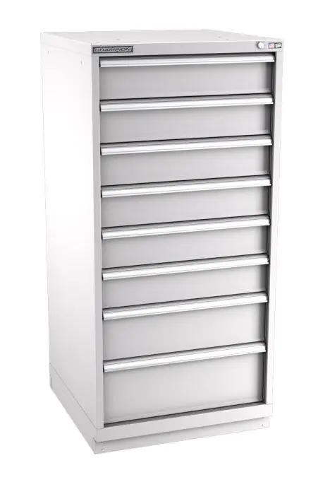 Champion Tool Storage Standard Width Eye Level Height Cabinet with 84 Compartments & 8 Drawers, 28.5" x 28.25" x 59.5"