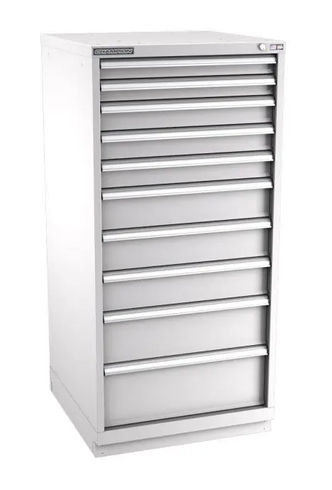 Champion Tool Storage Standard Width Eye Level Height Cabinet with 152 Compartments & 10 Drawers, 28.5" x 28.25" x 59.5"