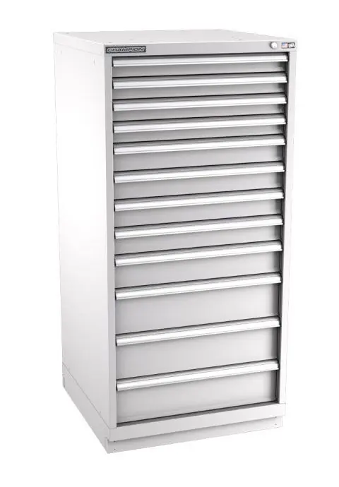 Champion Tool Storage Standard Width Eye Level Height Cabinet with 208 Compartments & 12 Drawers, 28.5" x 28.25" x 59.5"