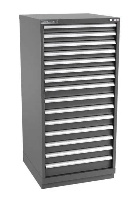 Champion Tool Storage Standard Width Eye Level Height Cabinet with 300 Compartments & 15 Drawers, 28.5" x 28.25" x 59.5"