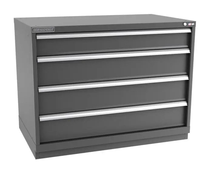 Champion Tool Storage Extra Wide Bench Height Cabinet with 84 Compartments & 4 Drawers, 28.5" x 47" x 35.88"