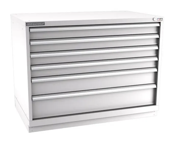 Champion Tool Storage Extra Wide Bench Height Cabinet with 188 Compartments & 6 Drawers, 28.5" x 47" x 35.88"