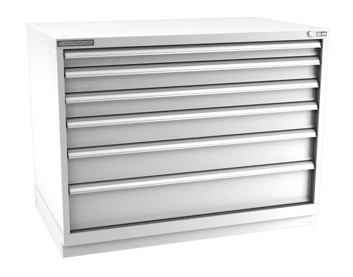 Champion Tool Storage Extra Wide Bench Height Cabinet with 188 Compartments & 6 Drawers, 28.5" x 47" x 35.88"