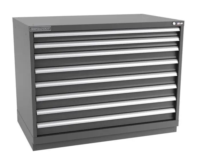 Champion Tool Storage Extra Wide Bench Height Cabinet with 240 Compartments & 8 Drawers, 28.5" x 47" x 35.88"