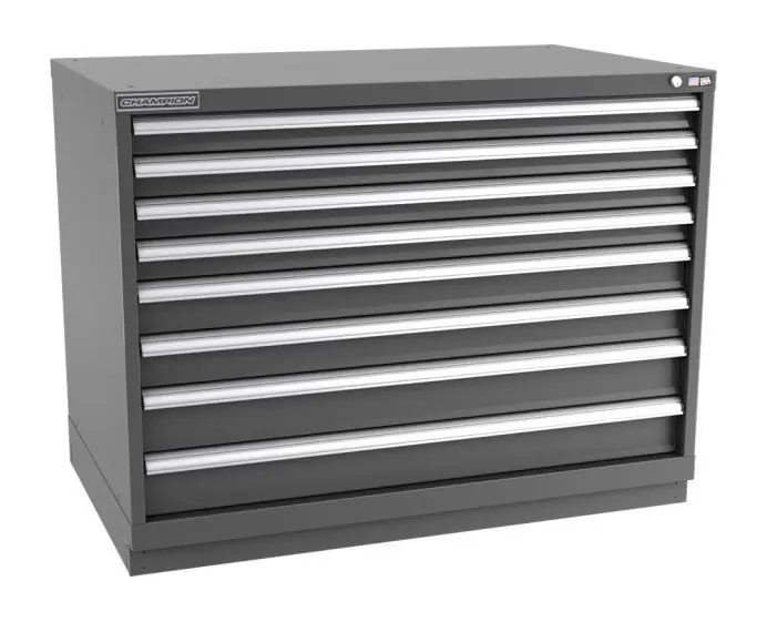 Champion Tool Storage Extra Wide Bench Height Cabinet with 264 Compartments & 8 Drawers, 28.5" x 47" x 35.88"