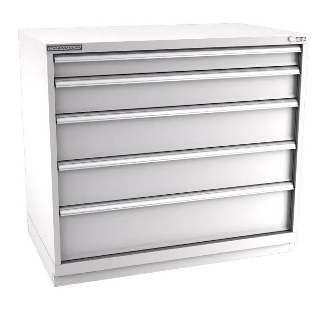 Champion Tool Storage Extra Wide Counter Height Cabinet with 128 Compartments & 5 Drawers, 28.5" x 47" x 41.75"
