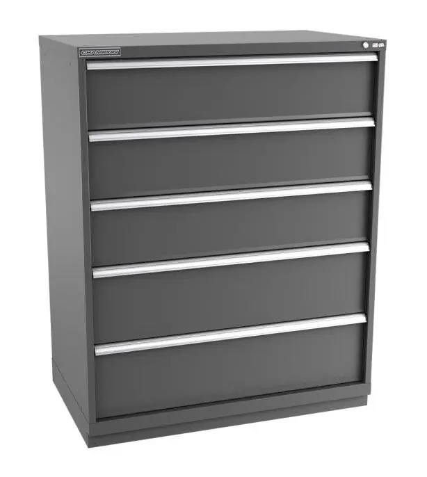 Champion Tool Storage Extra Wide Eye Level Height Cabinet with 72 Compartments & 5 Drawers, 28.5" x 47" x 59.5"
