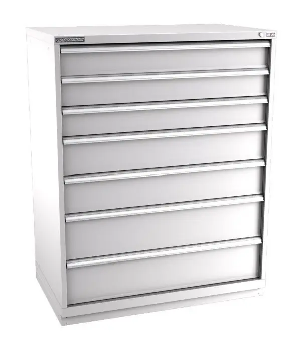 Champion Tool Storage Extra Wide Eye Level Height Cabinet with 104 Compartments & 7 Drawers, 28.5" x 47" x 59.5"