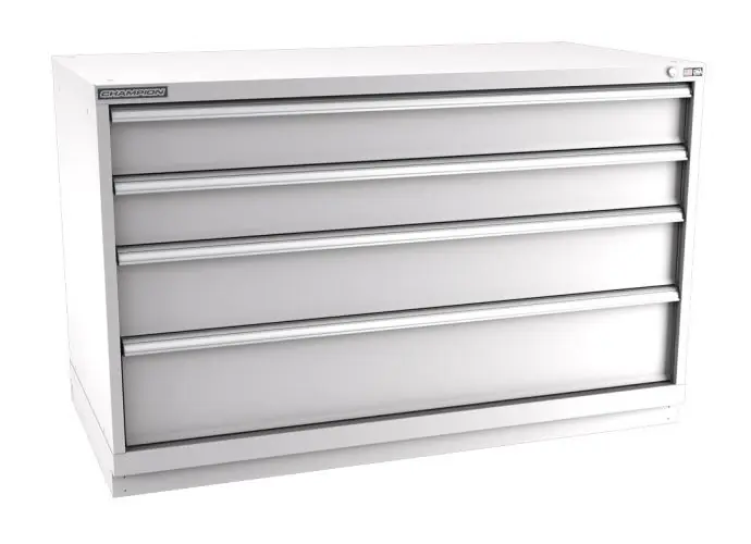 Champion Tool Storage Double Wide Bench Height Cabinet with 78 Compartments & 4 Drawers, 28.5" x 56.5" x 35.88"