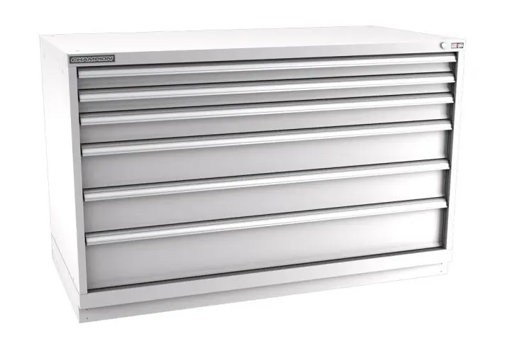 Champion Tool Storage Double Wide Bench Height Cabinet with 172 Compartments & 6 Drawers, 28.5" x 56.5" x 35.88"