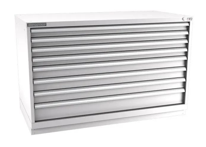 Champion Tool Storage Double Wide Bench Height Cabinet with 292 Compartments & 8 Drawers, 28.5" x 56.5" x 35.88"