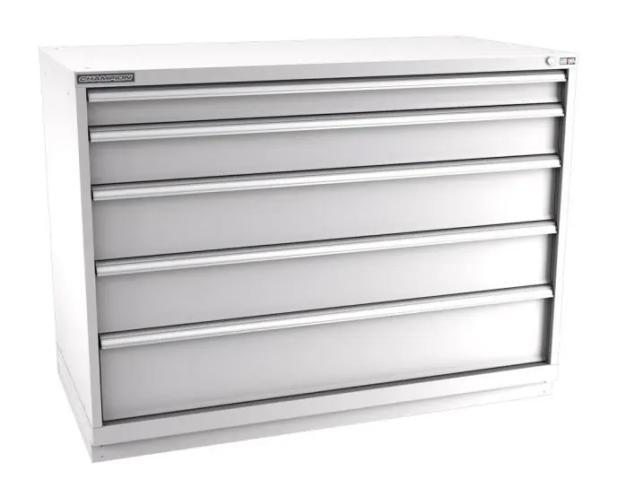 Champion Tool Storage Double Wide Counter Height Cabinet with 94 Compartments & 5 Drawers, 28.5" x 56.5" x 41.75"