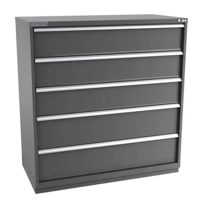 Champion Tool Storage Double Wide Eye Level Height Cabinet with 36 Compartments & 5 Drawers, 28.5" x 56.5" x 59.5"