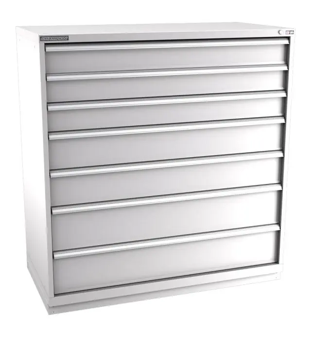 Champion Tool Storage Double Wide Eye Level Height Cabinet with 144 Compartments & 7 Drawers, 28.5" x 56.5" x 59.5"