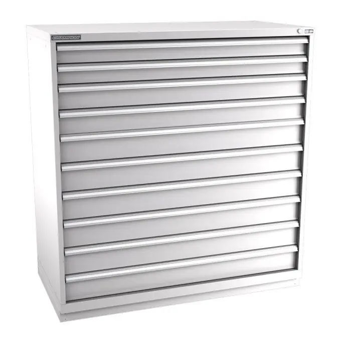 Champion Tool Storage Double Wide Eye Level Height Cabinet with 210 Compartments & 10 Drawers, 28.5" x 56.5" x 59.5"