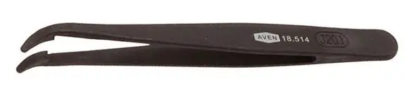 Aven Tools 18514 2AB Plastic Tweezer with 35° Curved, Round Tips, 4.5" OAL